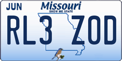 MO license plate RL3Z0D