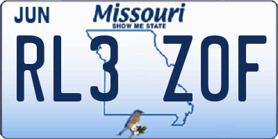 MO license plate RL3Z0F