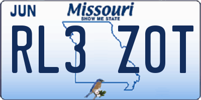 MO license plate RL3Z0T