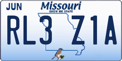 MO license plate RL3Z1A
