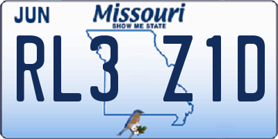 MO license plate RL3Z1D