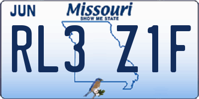 MO license plate RL3Z1F