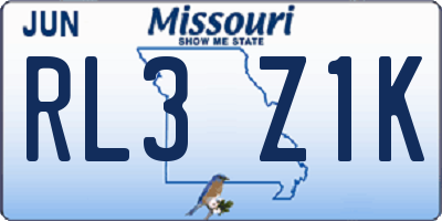 MO license plate RL3Z1K
