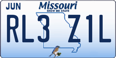 MO license plate RL3Z1L