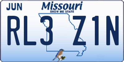 MO license plate RL3Z1N