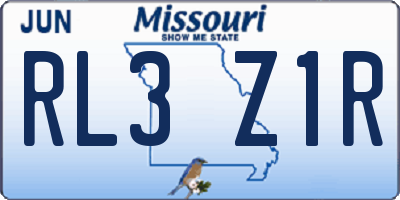 MO license plate RL3Z1R