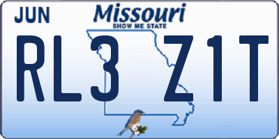 MO license plate RL3Z1T