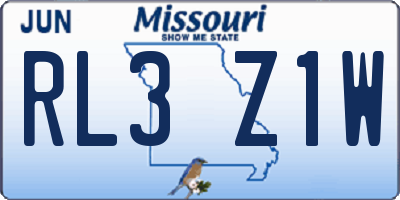MO license plate RL3Z1W