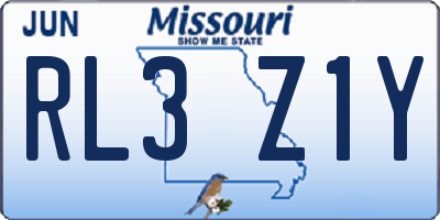 MO license plate RL3Z1Y
