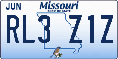 MO license plate RL3Z1Z