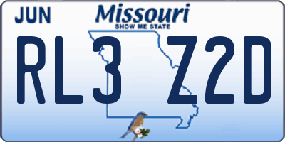 MO license plate RL3Z2D