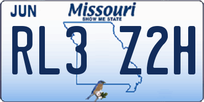 MO license plate RL3Z2H