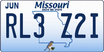 MO license plate RL3Z2I