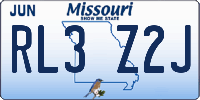 MO license plate RL3Z2J
