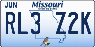 MO license plate RL3Z2K