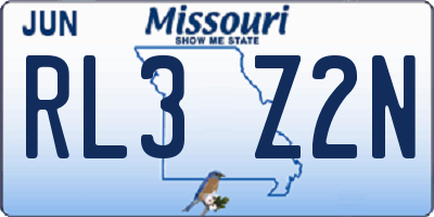 MO license plate RL3Z2N