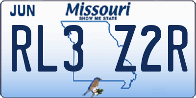 MO license plate RL3Z2R