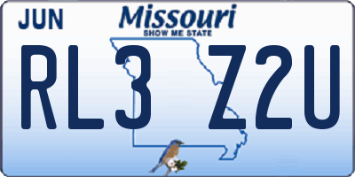 MO license plate RL3Z2U