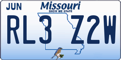 MO license plate RL3Z2W