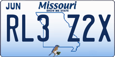 MO license plate RL3Z2X