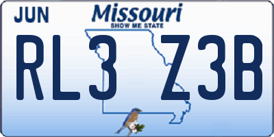 MO license plate RL3Z3B