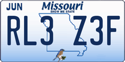 MO license plate RL3Z3F