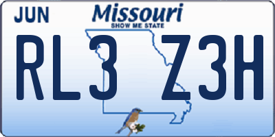 MO license plate RL3Z3H
