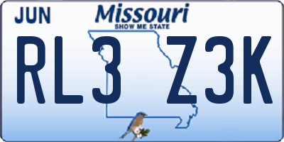 MO license plate RL3Z3K