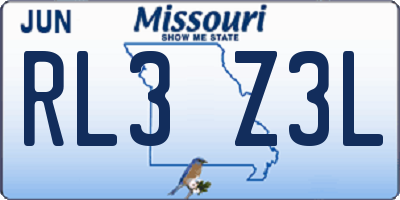 MO license plate RL3Z3L
