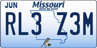 MO license plate RL3Z3M