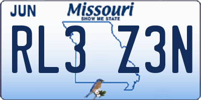 MO license plate RL3Z3N
