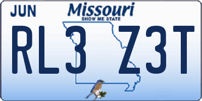 MO license plate RL3Z3T