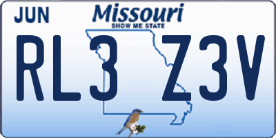 MO license plate RL3Z3V