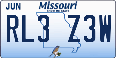 MO license plate RL3Z3W