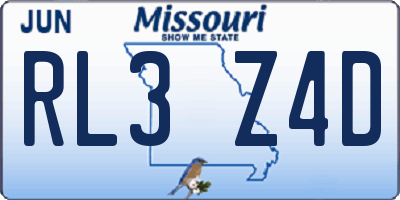 MO license plate RL3Z4D