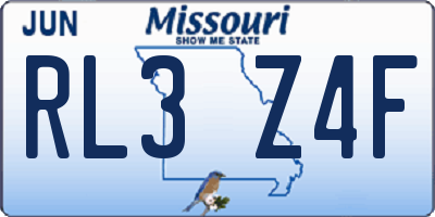 MO license plate RL3Z4F