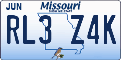 MO license plate RL3Z4K