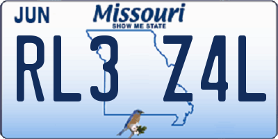 MO license plate RL3Z4L