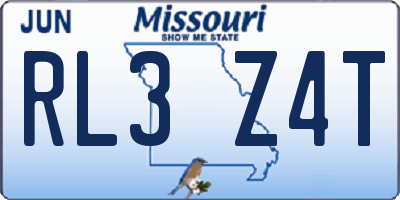 MO license plate RL3Z4T