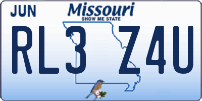 MO license plate RL3Z4U
