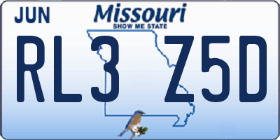 MO license plate RL3Z5D