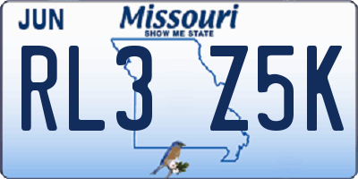 MO license plate RL3Z5K