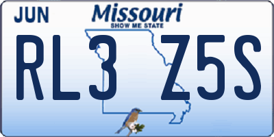 MO license plate RL3Z5S