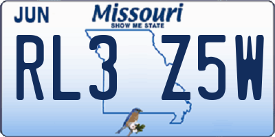 MO license plate RL3Z5W