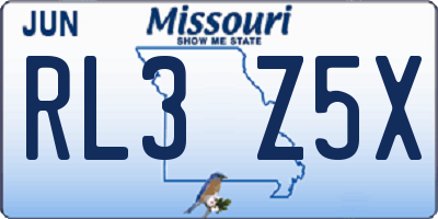 MO license plate RL3Z5X