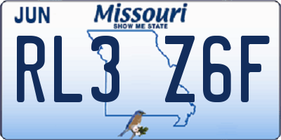 MO license plate RL3Z6F
