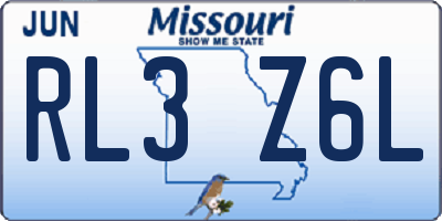 MO license plate RL3Z6L