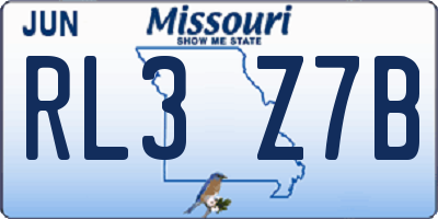 MO license plate RL3Z7B