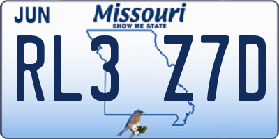 MO license plate RL3Z7D