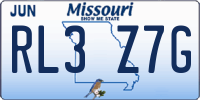 MO license plate RL3Z7G